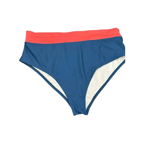 Cupshe Women's Blue & Red Banded High Waist Bikini Bottom Plus Size 3X - Picture 3 of 8